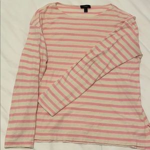 J Crew Pink Stripe Long Sleeve Sweater